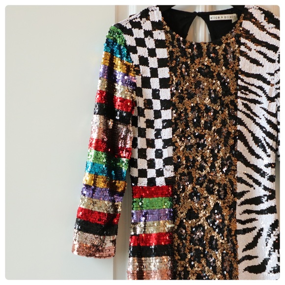 ALICE + OLIVIA Jae Multicolored Sequin Dress - Picture 12 of 14